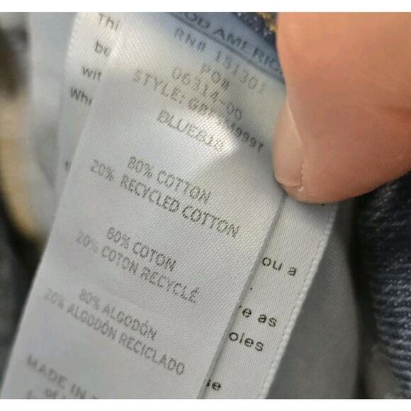 Good American Jeans Womens 4 27 High Rise Denim Dark Wash Fringe Stripe - Picture 10 of 12